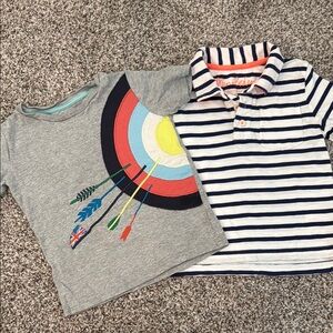 Boden Gray Graphic Tee and Navy Striped Polo Set